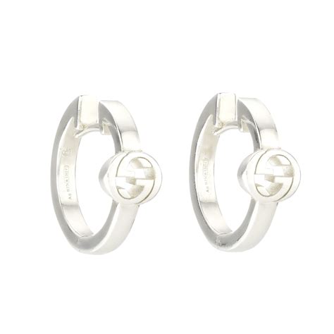 gucci butterfly silver earrings|gucci interlocking g hoop earrings.